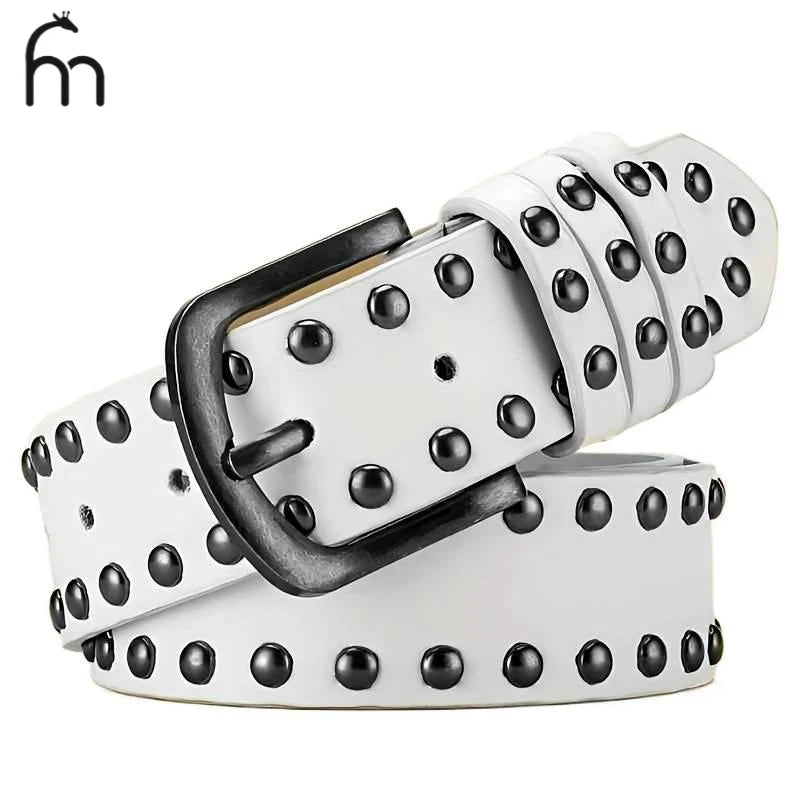 Ceinture noire simili cuir cloutée style punk Y2K - vue 5