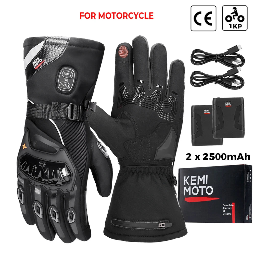 Gants moto chauffants noirs - vue sur main - vue 8