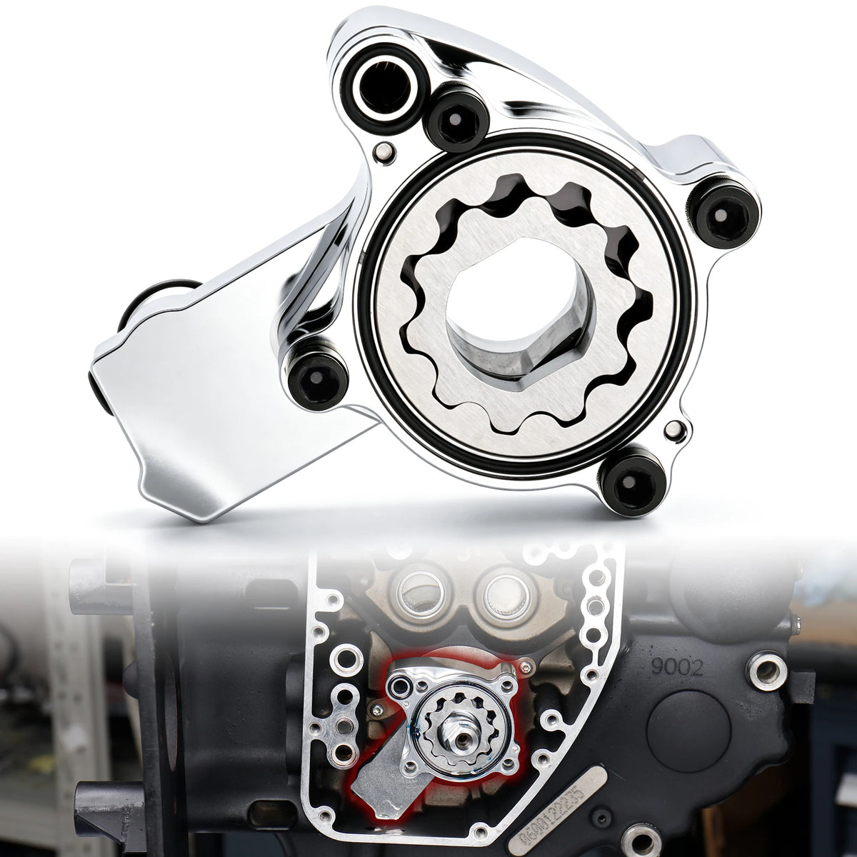Pompe à Huile Haut Débit Chromée - Harley-Davidson Touring, Softail, Dyna, Twin Cam 88, 1999-2006 – photo 1/6