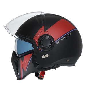 Casque moto modulable rétro avec double visière, vue 3/4 - vue 8