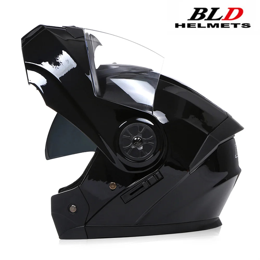Casque moto modulable noir mentonnière relevée - vue de profil - vue 13