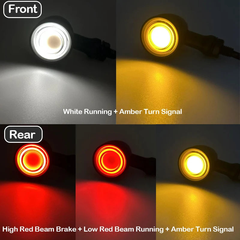Clignotants LED universels avant/arrière type bullet avec veilleuse et feu stop moto - vue 2