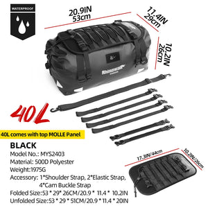 Sac de selle arrière moto Rhinowalk noir, convertible en sac à dos - vue 8