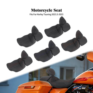Selle biplace noire avec dossier pour Harley-Davidson Touring - vue 1