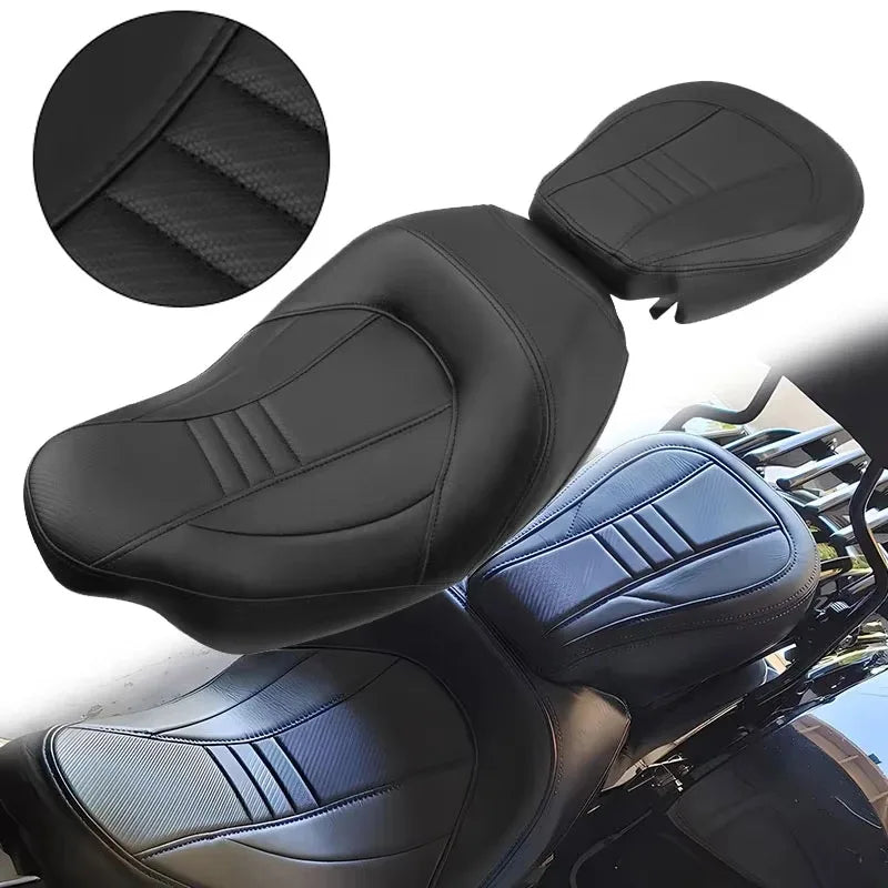 Selle biplace surbaissée en cuir pour Harley-Davidson Touring CVO / Street Glide / Road King (2009-2022)