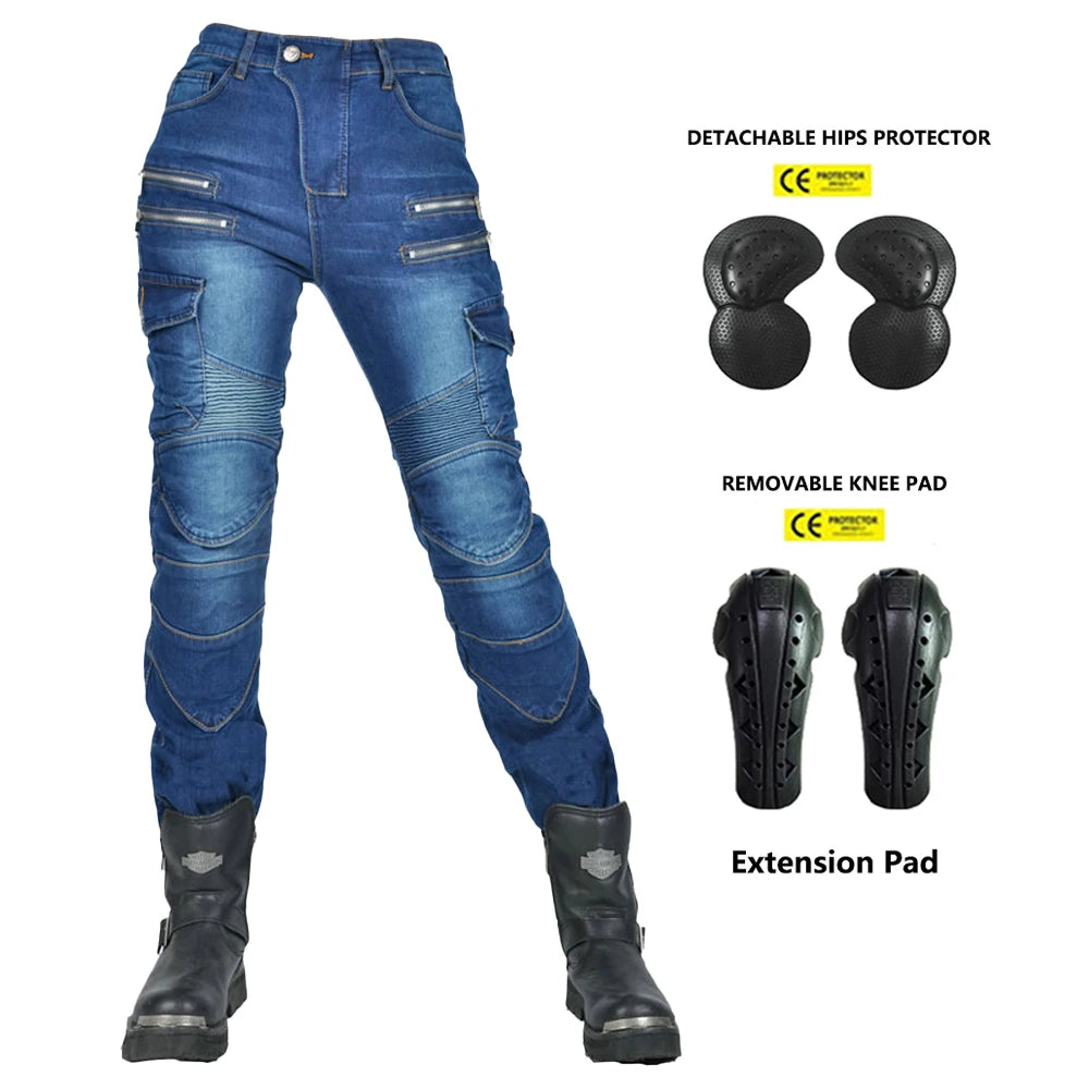Pantalon moto femme double zip, protections genoux et hanches - vue 8