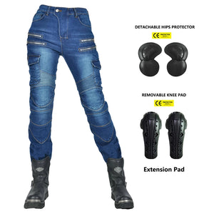 Pantalon moto femme double zip, protections genoux et hanches - vue 8