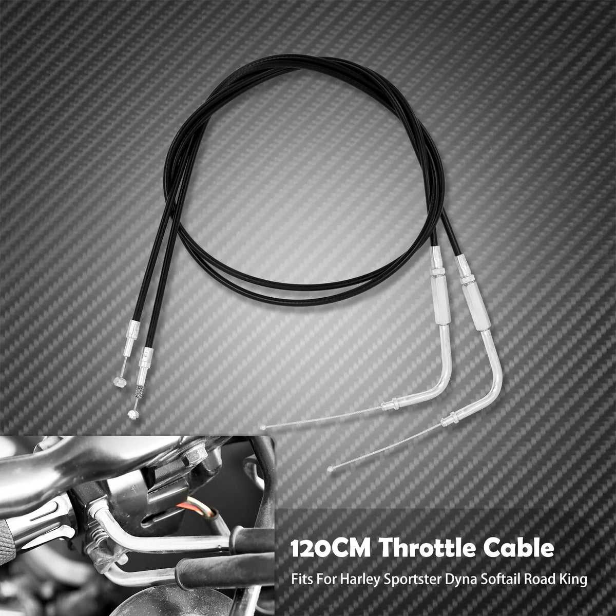Câble d'Accélérateur/d'Embrayage en Acier (Plusieurs Longueurs) - Harley-Davidson Sportster, Touring, Dyna & Softail – photo 8/12