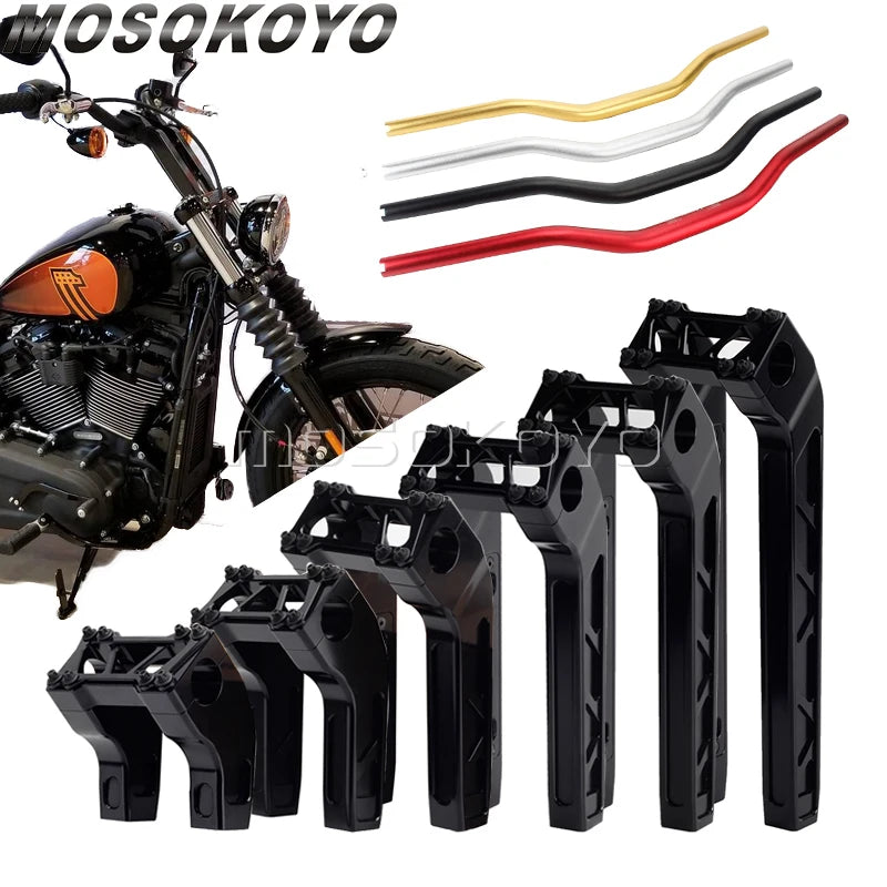 Risers de guidon 1-1/4 pour Harley Dyna Softail Sportster - vue 1