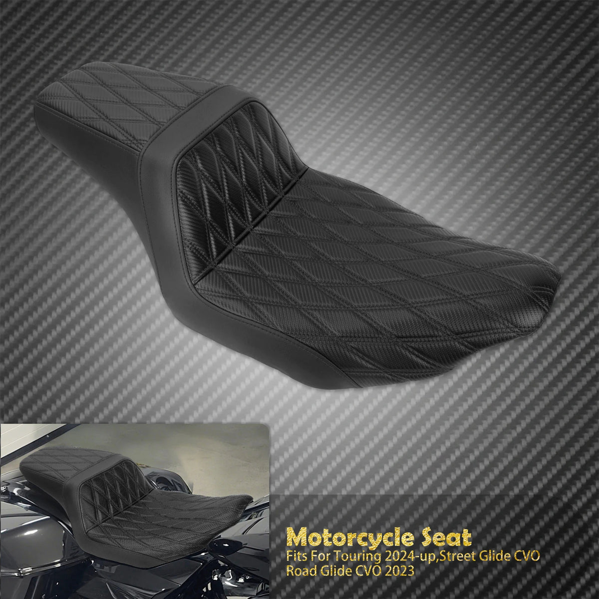 Selle Biplace Piquage Quadrillé - Harley-Davidson Touring 2024 et plus, CVO 2023 – photo 10/12