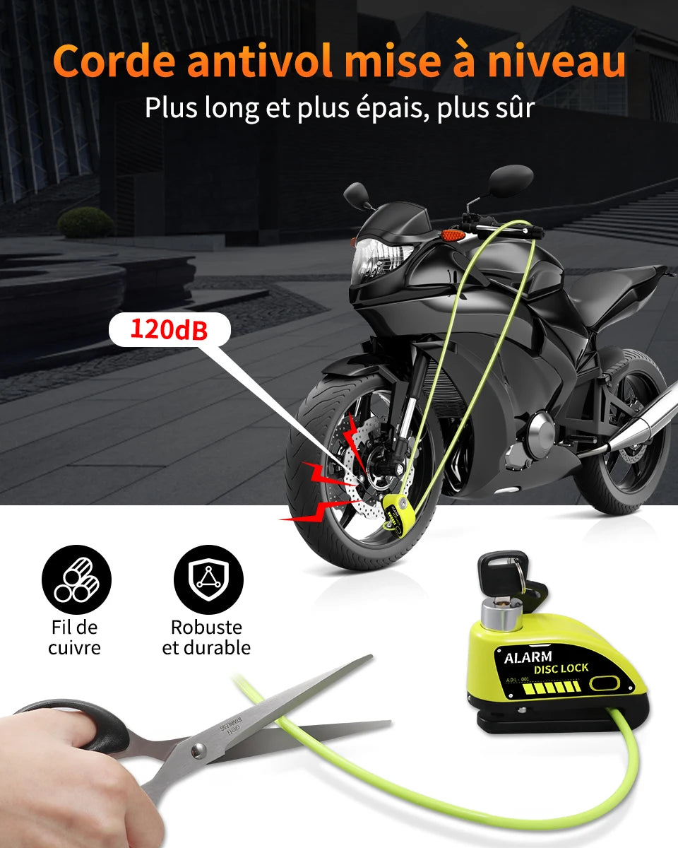 Bloque-disque moto Extractme avec alarme 120 dB rechargeable - vue 4