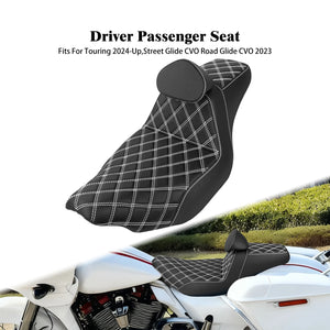 Selle biplace noire avec dossier conducteur pour Harley-Davidson Touring - vue 10
