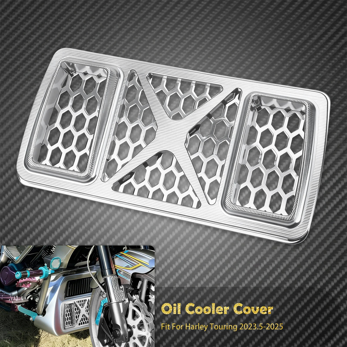 Grille protectrice de radiateur d'huile en aluminium - Harley Touring Road Street Electra Glide Ultra Limited FLH 2023.5-2025 – photo 9/12
