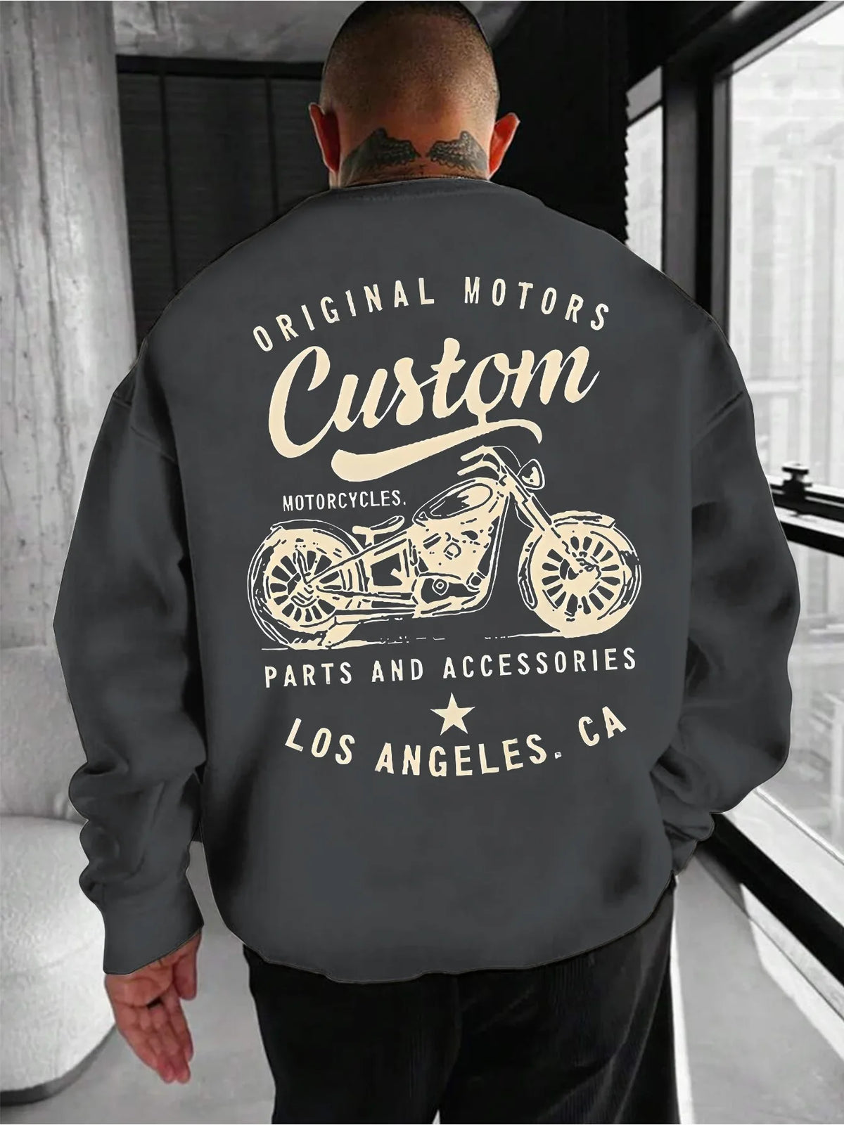 Sweatshirt oversize imprimé moto vintage - vue 3