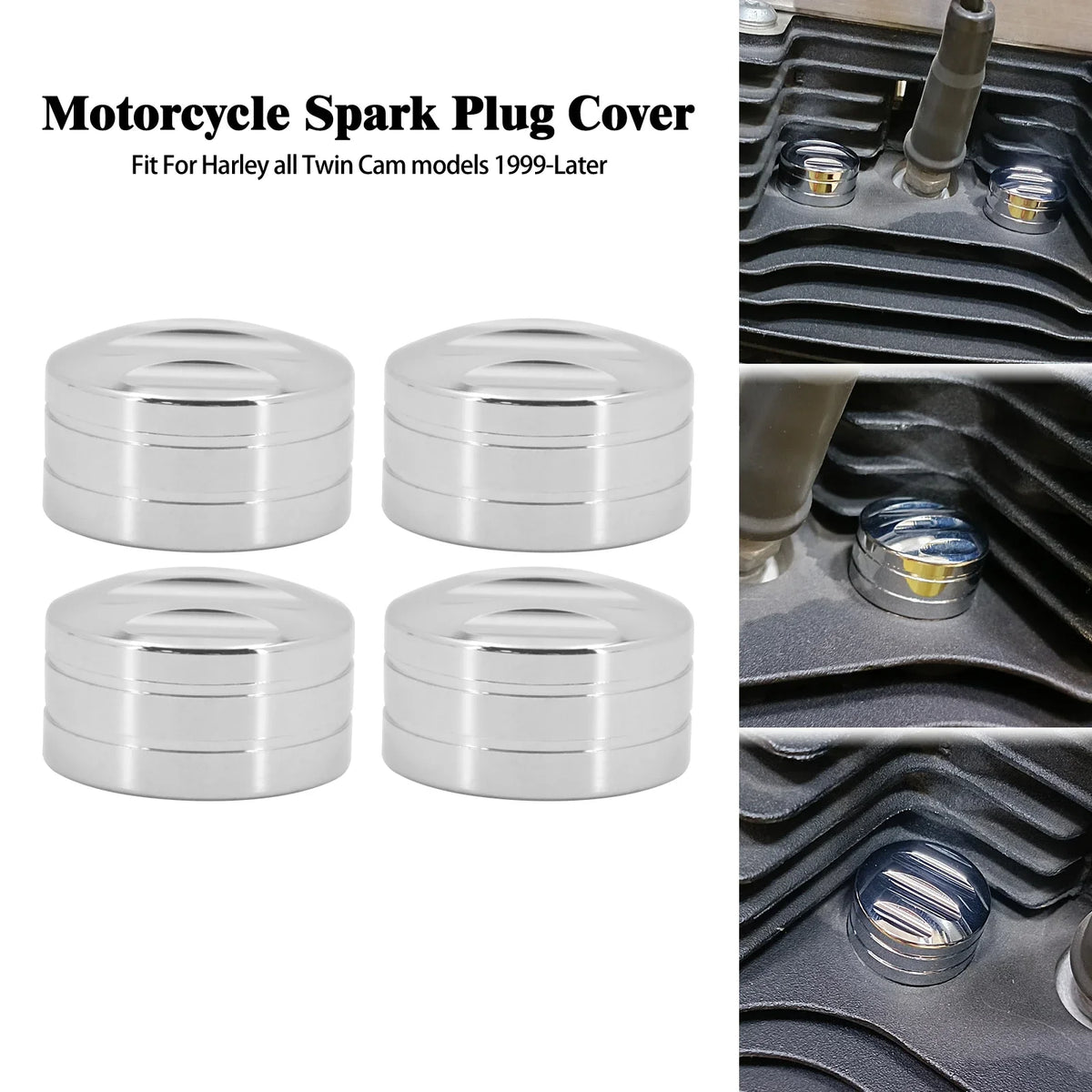 Lot de caches noir et chrome pour vis de culasse moteur Harley - vue 1