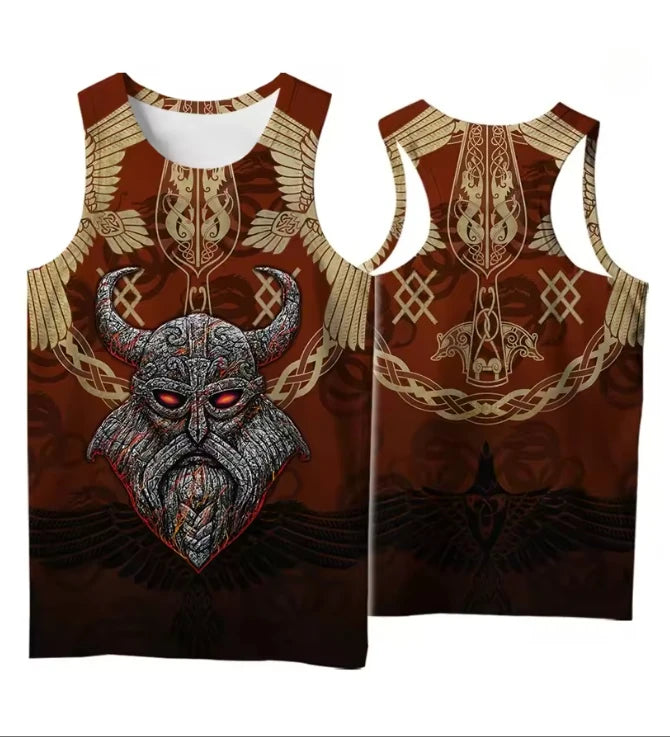 Débardeur homme noir imprimé motif viking - vue 10