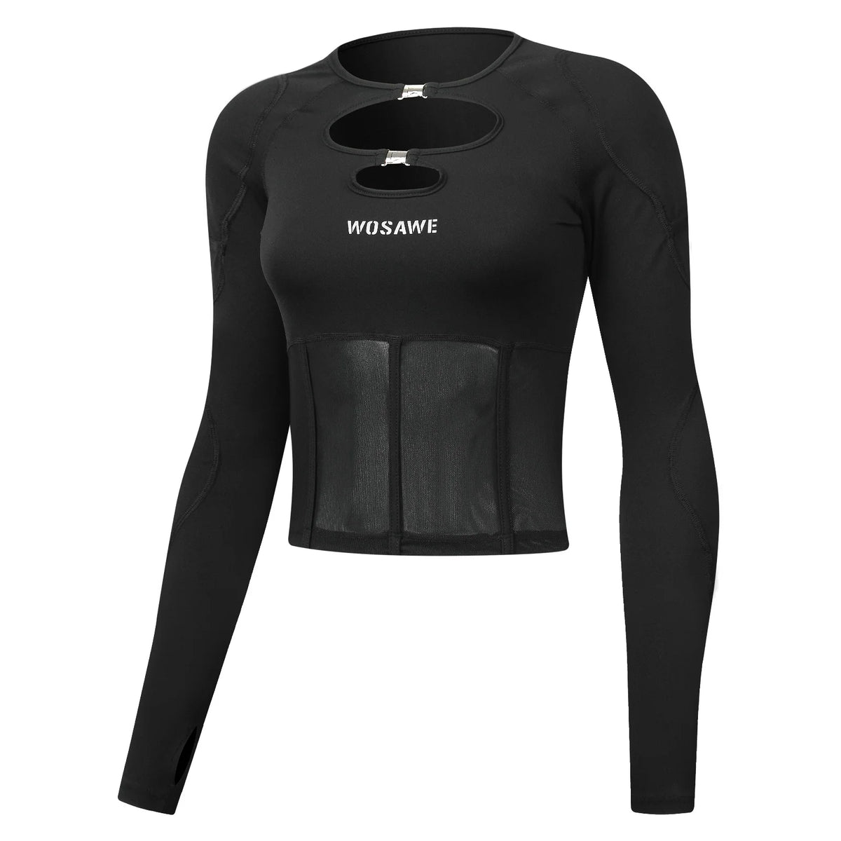 Veste moto crop top femme WOSAWE avec boucles métalliques - vue 10