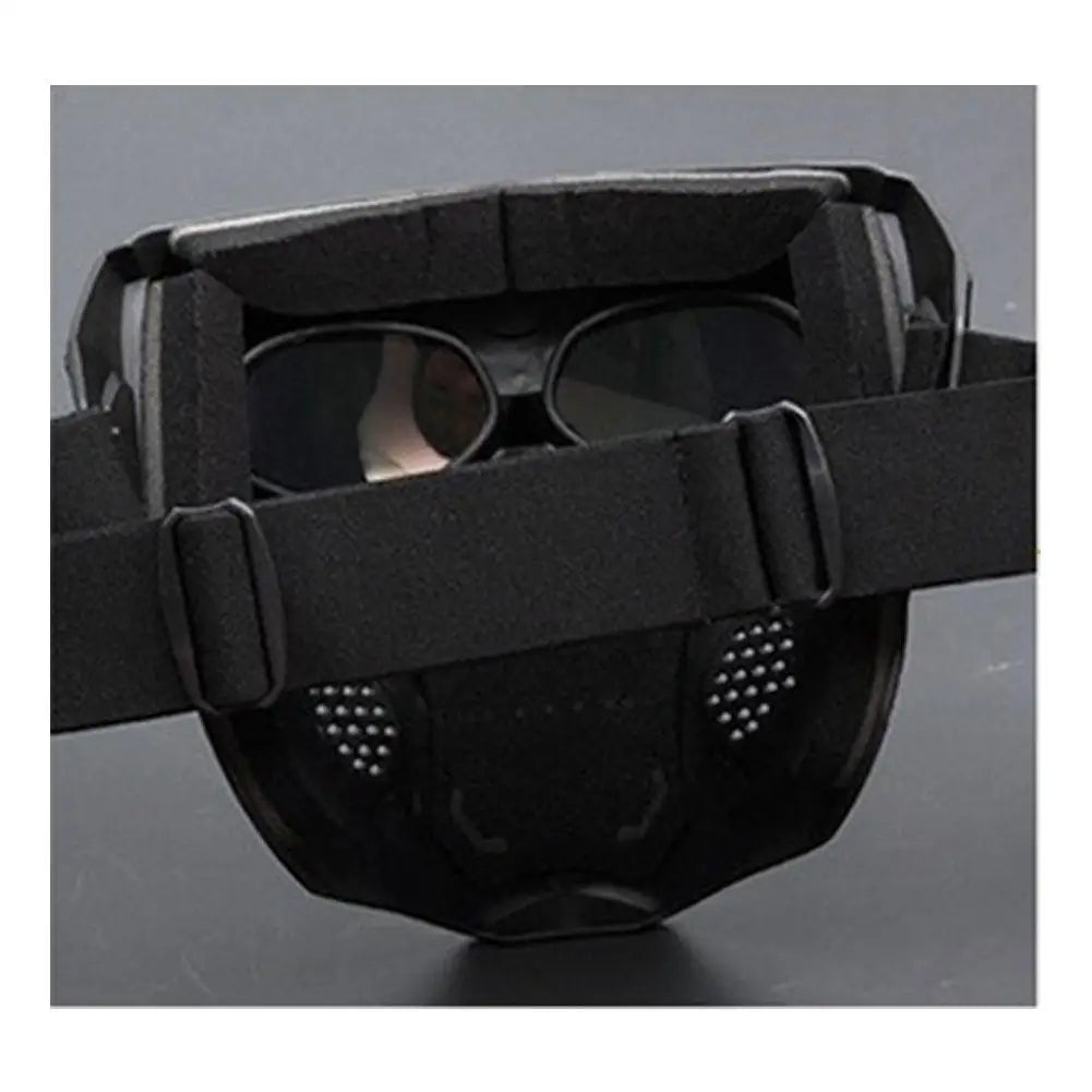 Masque de moto tête de mort rétro noir style biker - vue 6