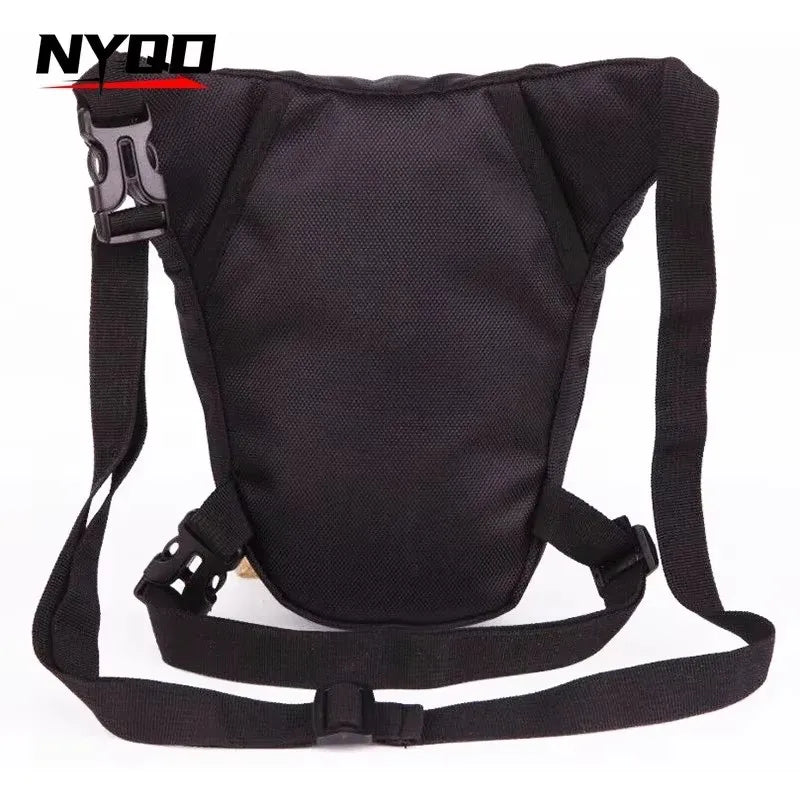 Sac banane cuisse en nylon noir pour moto - vue 3