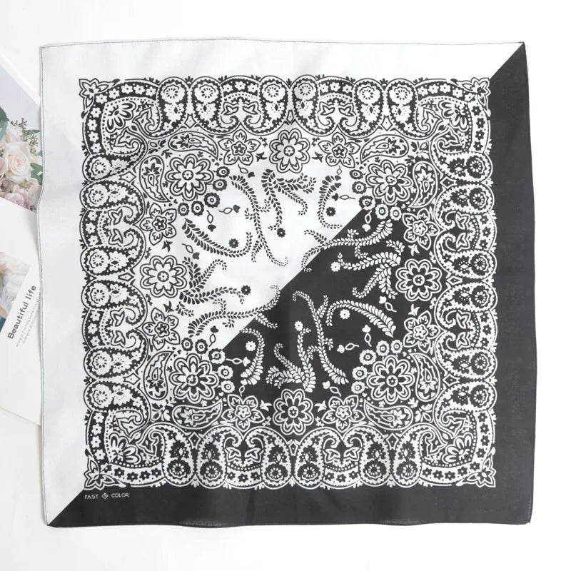 Bandana carré en coton motif cachemire - vue 13