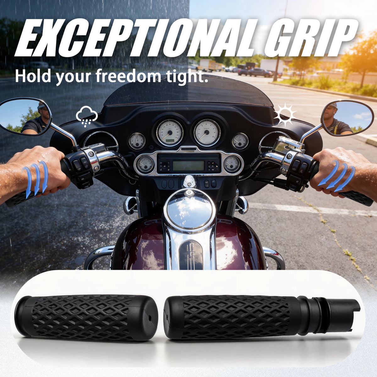 Poignées de guidon silicone 1 pouce - Harley-Davidson CVO Street/Road Glide, Street Glide Ultra et Softail – photo 6/6