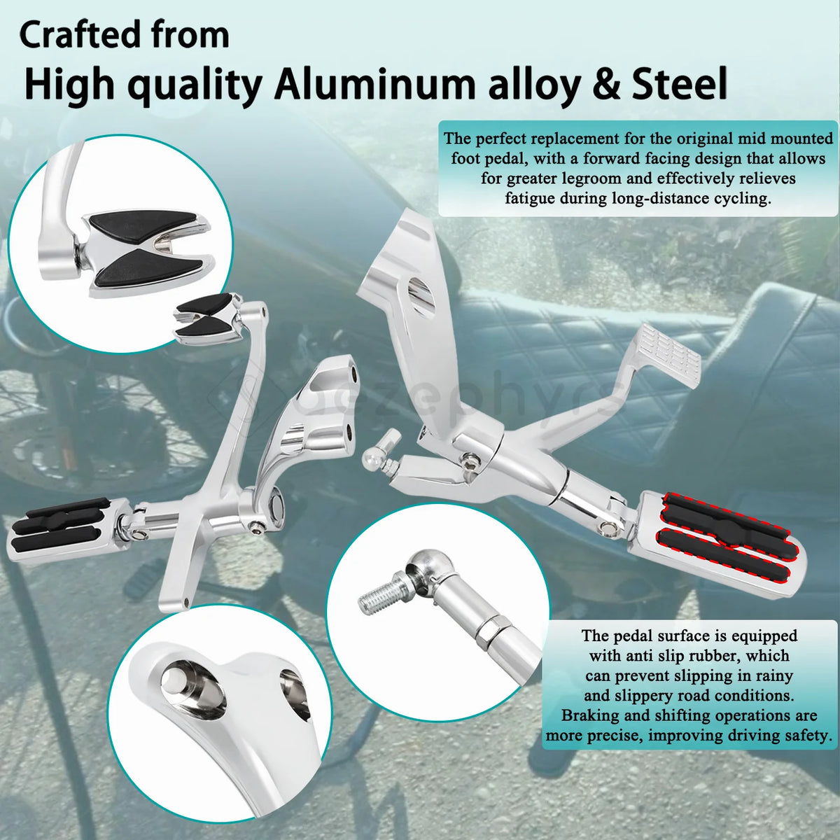 Kit complet commandes avancées, repose-pieds, sélecteur et biellettes en aluminium et acier pour Harley-Davidson Sportster XL883, Iron, 48, Super Low 2004-2022 – photo 2/13