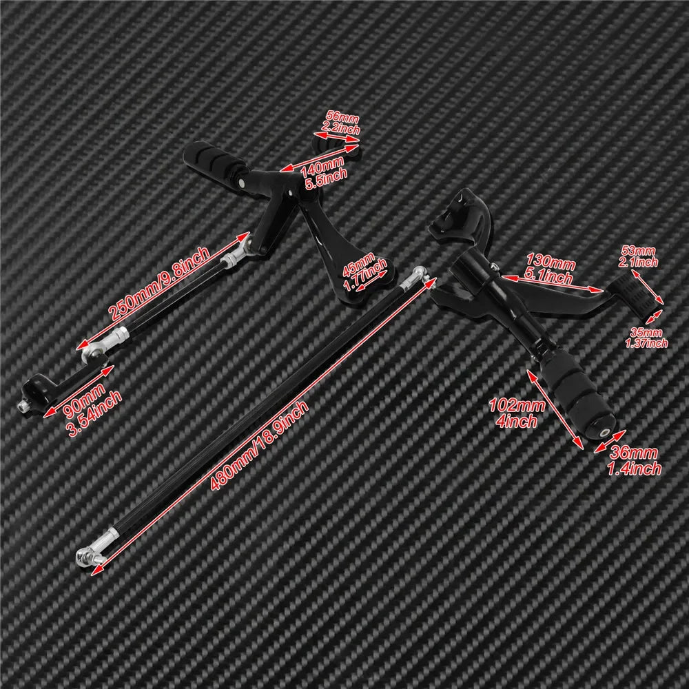 Kit complet commandes avancées noires, repose-pieds, leviers et biellettes en aluminium pour Harley-Davidson Sportster XL883, XL1200 2004-2022 – photo 6/8