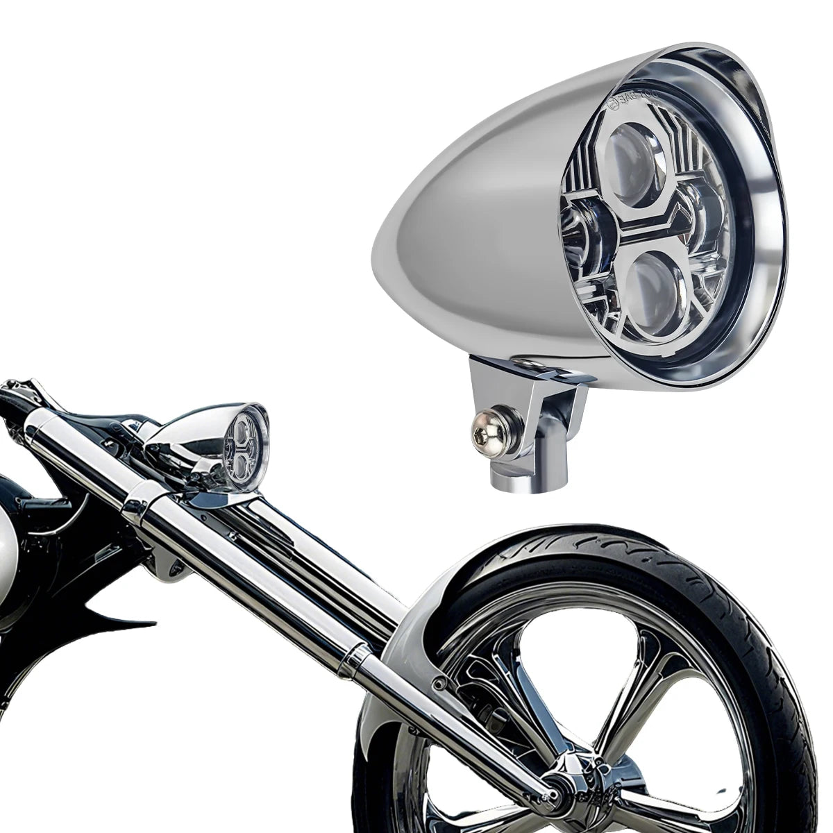 Phare moto visor 4,5 pouces à ampoule H4 ou LED pour chopper et bobber - vue 10