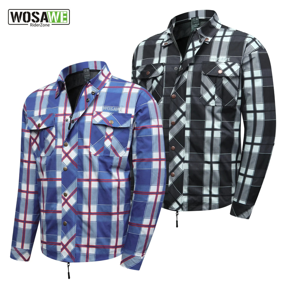 Blouson moto homme WOSAWE à carreaux - vue 1