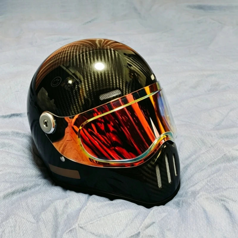 Casque moto intégral noir en fibre de carbone - vue de profil - vue 6
