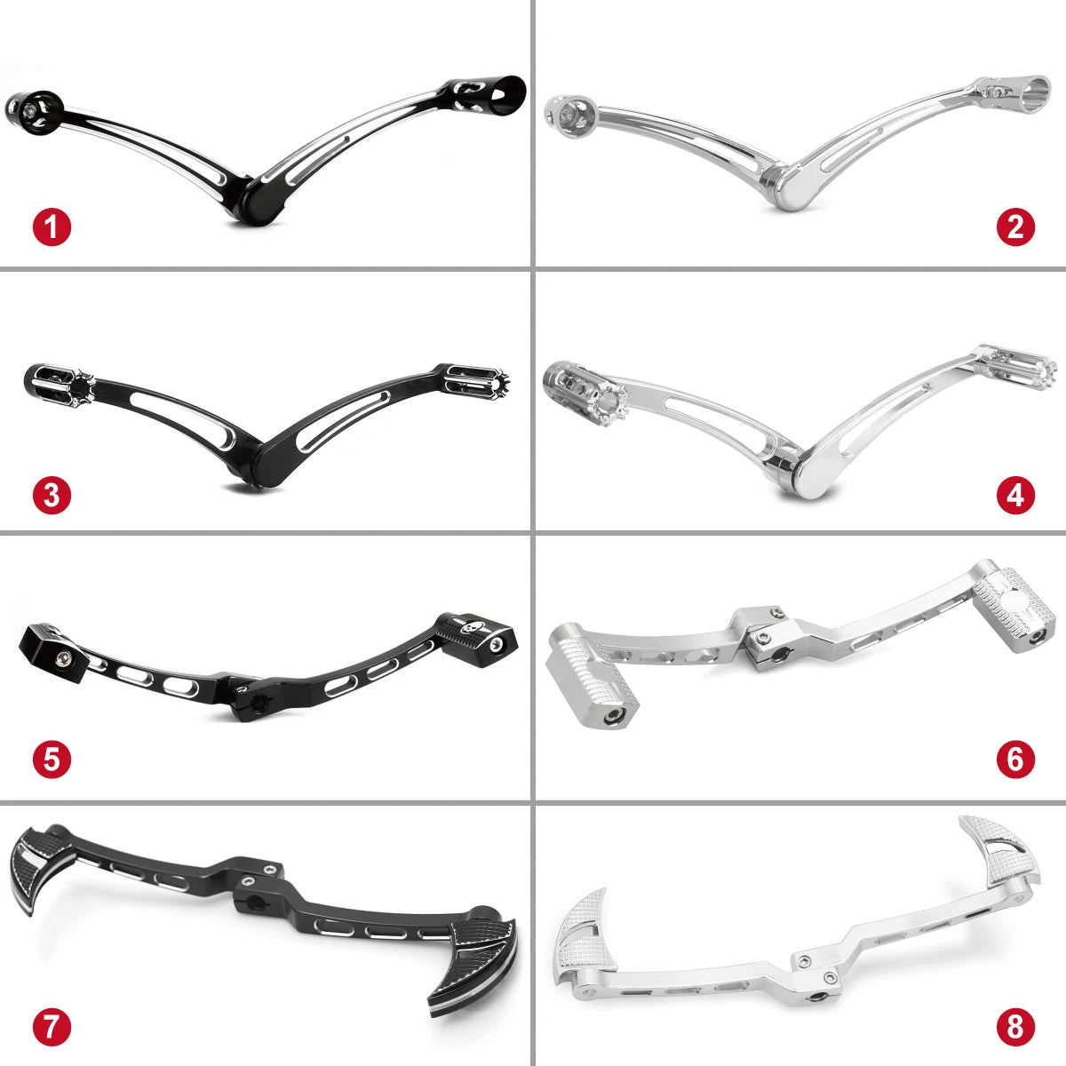 Levier de frein et de sélecteur de vitesses en aluminium pour Harley-Davidson Softail (1986-2017), Touring (1988-2021) et Trike (2008 et +) – photo 1/13