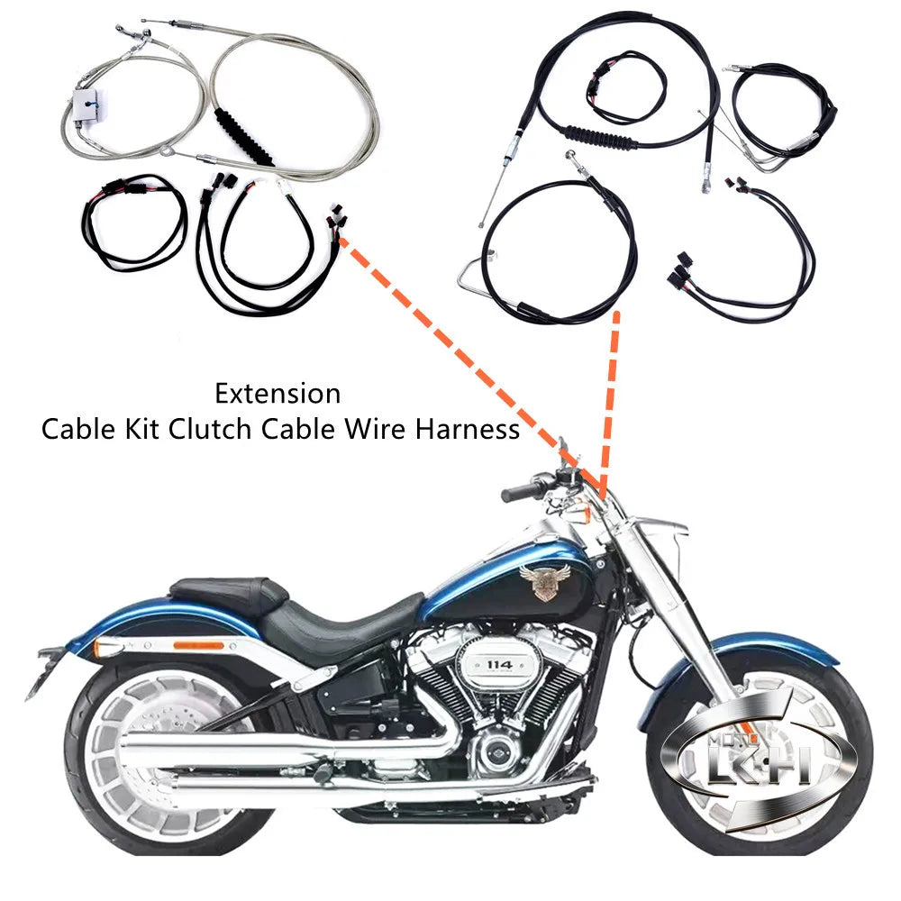Kit de rallonge de câble d'embrayage pour Harley-Davidson Softail Heritage, Fat Boy, Breakout, Slim, Dyna Fxdb Street Bob (2008-2024)