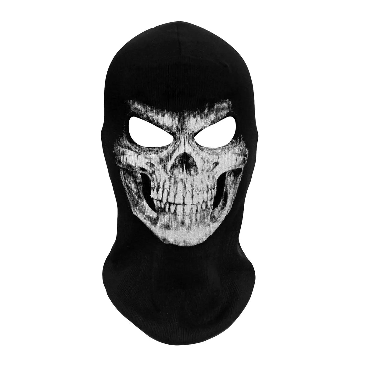 Cagoule tête de mort portée en sous-casque de moto - vue 1
