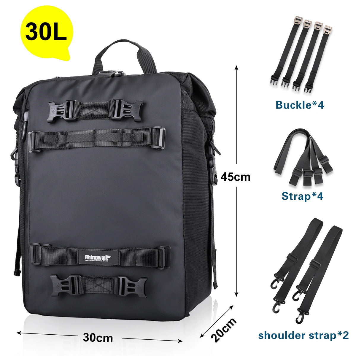 Sac de selle arrière noir Rhinowalk pour moto - vue 9