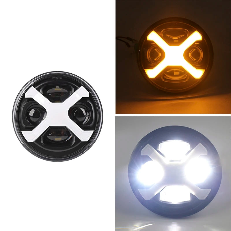 Phare LED style X 5,75 pouces avec feu de jour ambre pour moto rétro Harley Sportster et Scout - vue 19