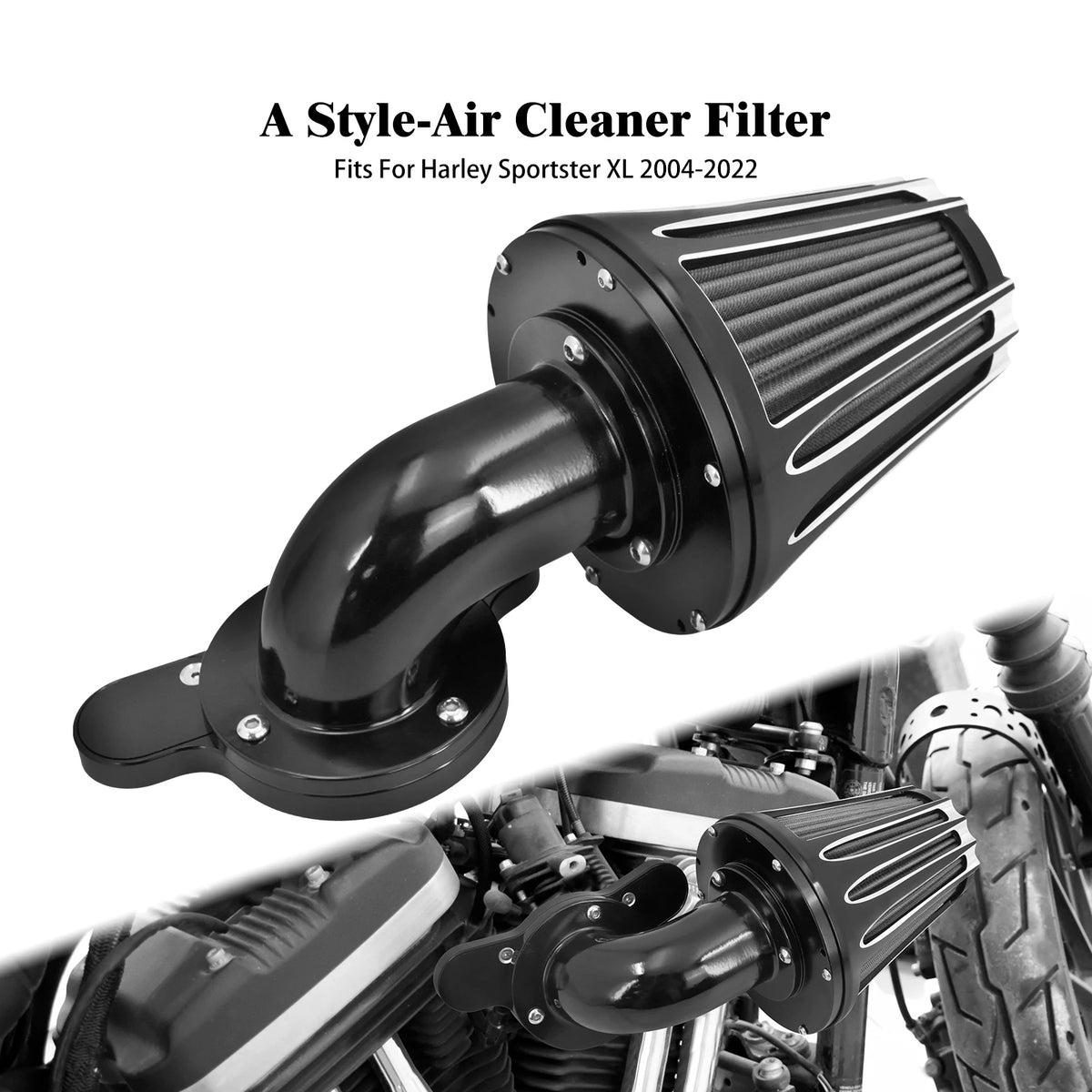Filtre à air noir en aluminium usiné pour moto Harley-Davidson - vue 7