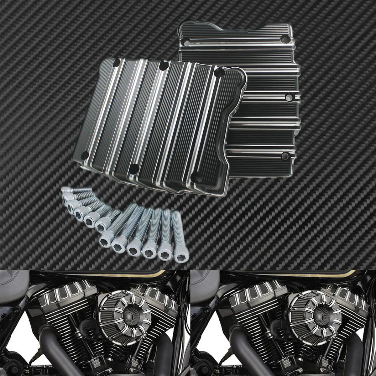 Caches moteur et boîte noirs pour Harley Touring Softail Dyna - vue 1