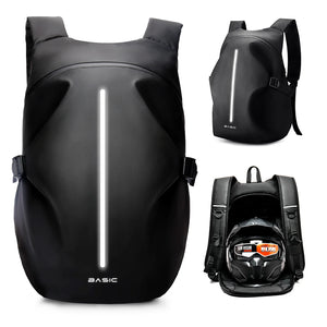 Sac à dos moto noir 40L avec bandes réfléchissantes - vue 1