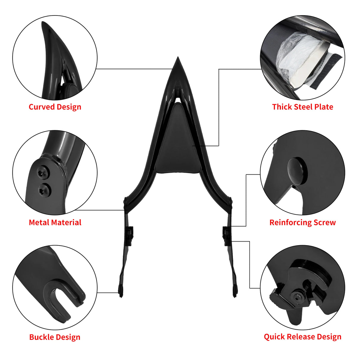 Dossier Passager Amovible 16'' (Sissy Bar) - Harley-Davidson Touring 2009-2025 – photo 3/6