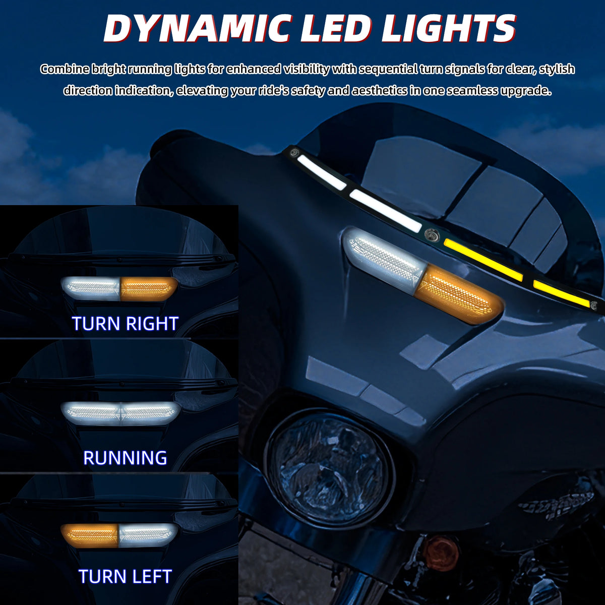 Insert lumineux LED noir intégré à la grille de ventilation d'une Harley-Davidson Street Glide - vue 5