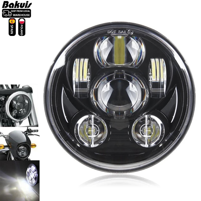Phare LED noir 5,75 pouces avec feu de jour DRL 40W pour Harley Sportster 1200 et 883 - vue 1