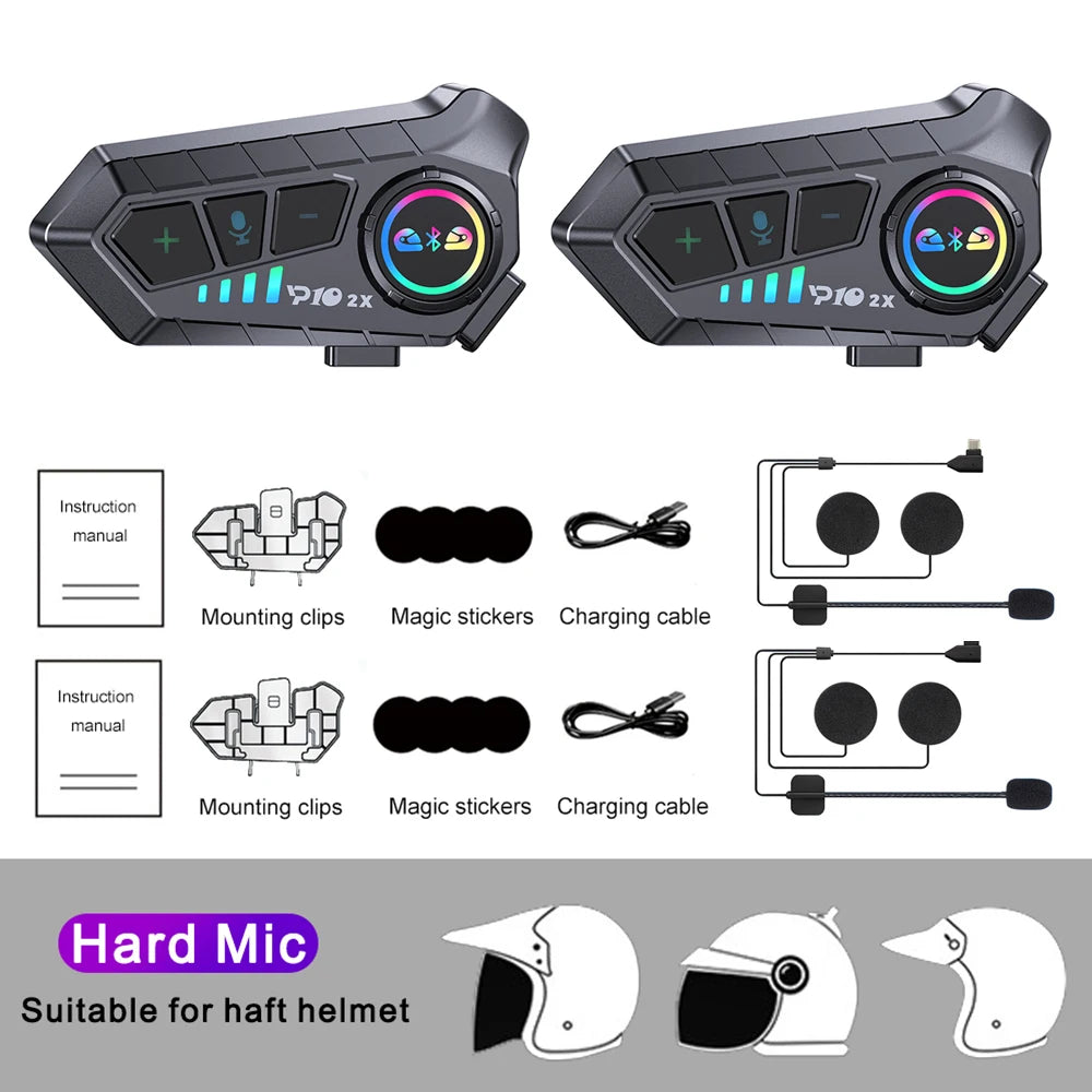 Kit intercom Bluetooth noir fixé sur un casque de moto - vue rapprochée - vue 10