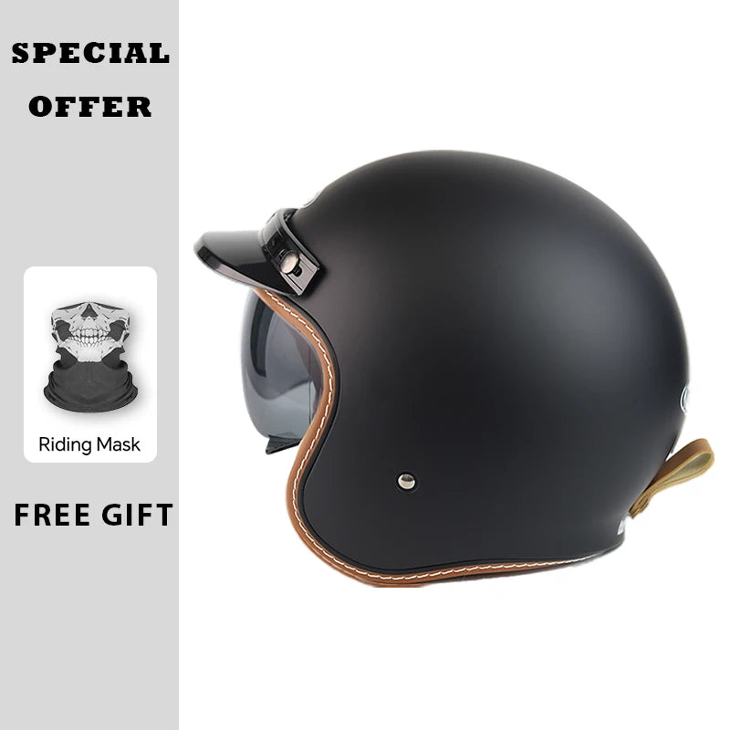 Casque jet vintage style rétro ouvert - vue - vue 4