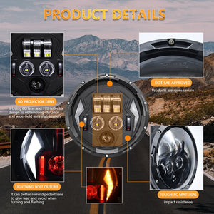 Phare LED 7 pouces noir pour Harley Touring - vue 3