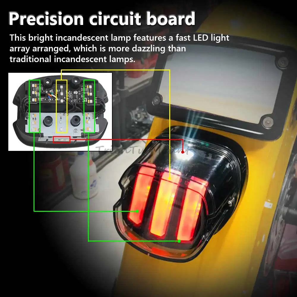 Feu arrière LED multifonction stop, clignotant et éclairage de plaque pour Harley Touring, Sportster, Softail - vue 4