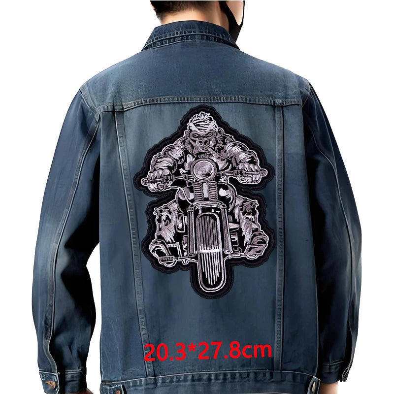 Grand écusson dorsal brodé style biker moto pour blouson - vue 32