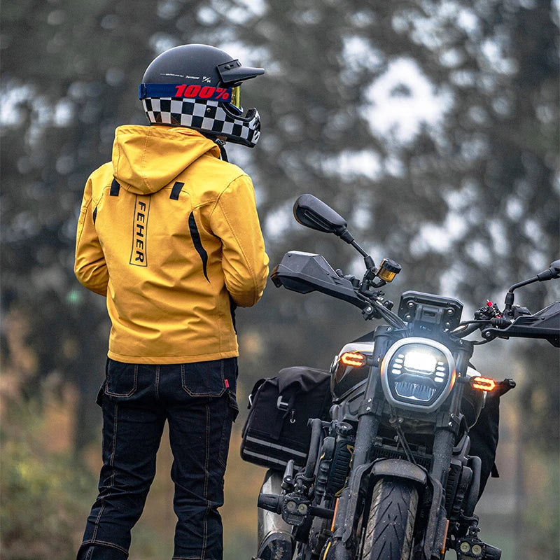 Blouson moto noir avec protections doublure amovible - vue 2