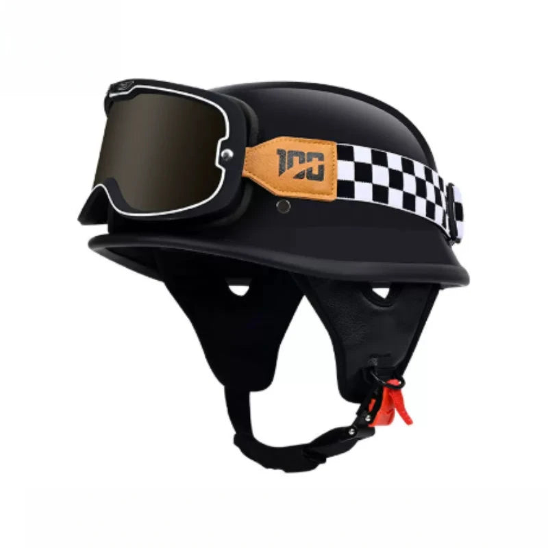 Casque moto demi-jet vintage simili cuir - vue produit - vue 7