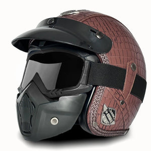 Casque Moto Vintage Ouvert en Cuir PU - Style Café Racer - vue 28