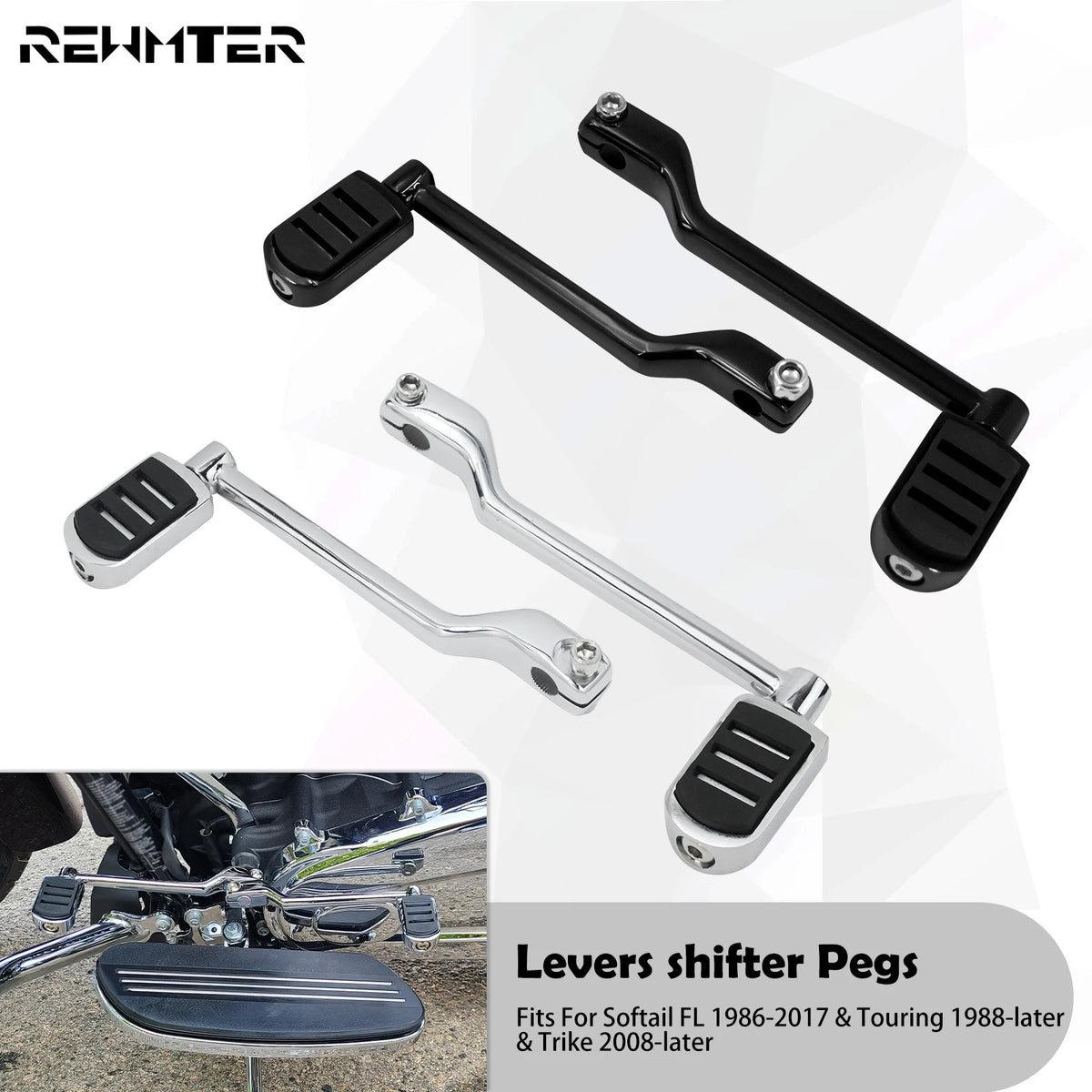 Levier de sélecteur chromé pour Harley Softail - vue 1